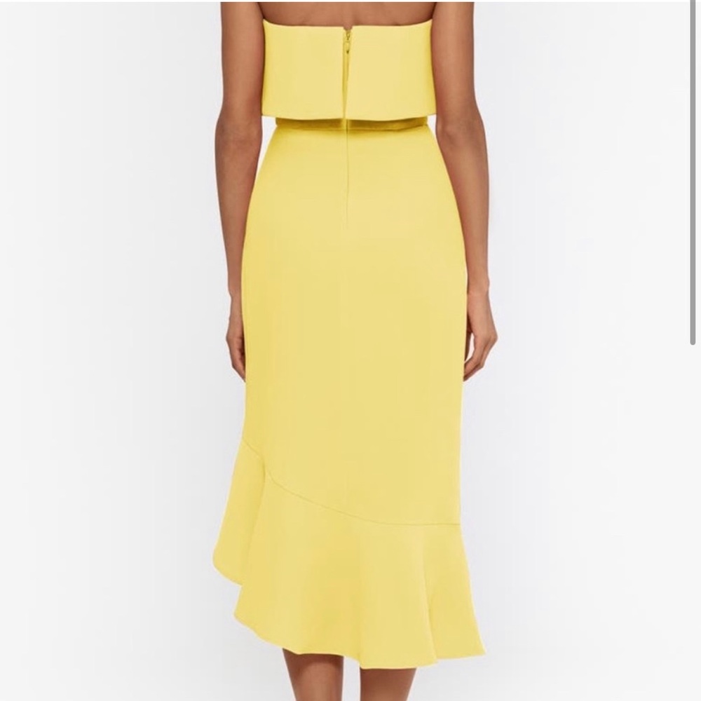 Xscape Women's Dress Yellow Size 6 Strapless Crepe Ruffled High-Low - Picture 2 of 6